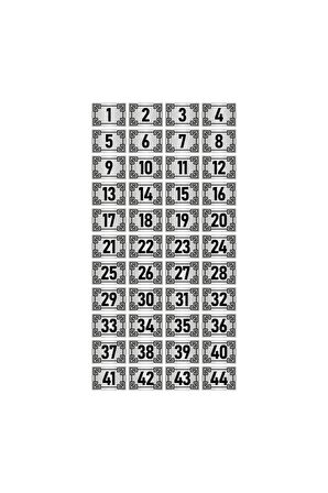 Metal Kapı Masa Dolap Numara Levhası 7x10cm Gümüş Renk 44 Adet (1…44)