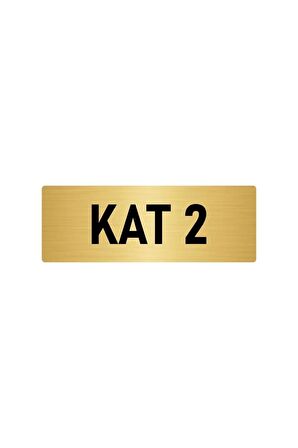 Metal Yönlendirme Levhası, Departman Kapı Isimliği Kat 2 5x20 Cm Altın Renk