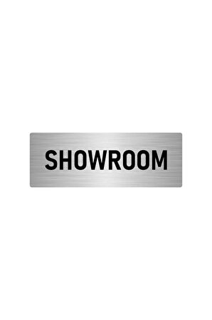 Metal Yönlendirme Levhası, Departman Kapı Isimliği Showroom 5x20 Cm Gümüş Renk