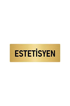 Metal Yönlendirme Levhası, Departman Kapı Isimliği Estetisyen 7x20 Cm Altın Renk