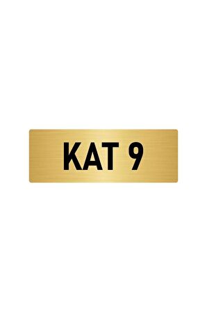 Metal Yönlendirme Levhası, Departman Kapı Isimliği Kat 9 5x20 Cm Altın Renk