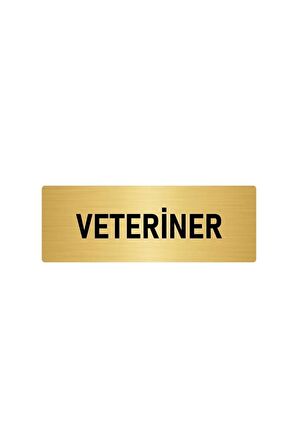Metal Yönlendirme Levhası, Departman Kapı Isimliği Veteriner 5x20 Cm Altın Renk