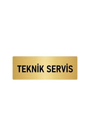 Metal Yönlendirme Levhası, Departman Kapı Isimliği Teknik Servis 7x20 Cm Altın Renk