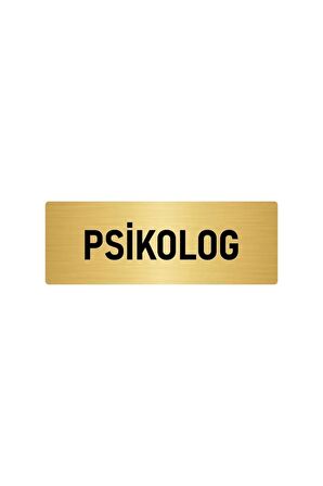 Metal Yönlendirme Levhası, Departman Kapı Isimliği Psikolog 7x20 Cm Altın Renk