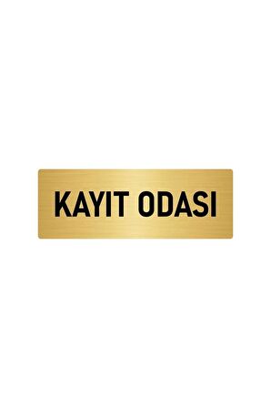 Metal Yönlendirme Levhası, Departman Kapı Isimliği Kayıt Odası 5x20 Cm Altın Renk