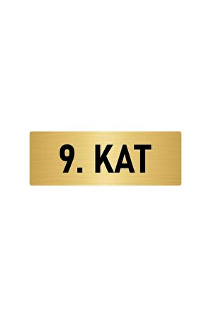 Metal Yönlendirme Levhası, Departman Kapı Isimliği 9. Kat 5x20 Cm Altın Renk