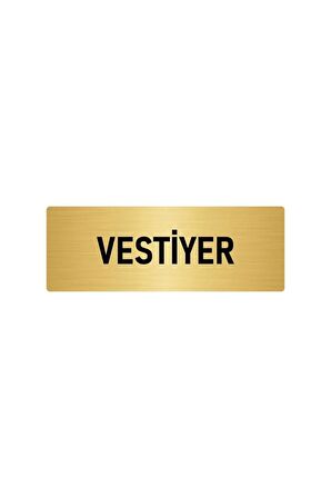 Metal Yönlendirme Levhası, Departman Kapı Isimliği Vestiyer 5x20 Cm Altın Renk