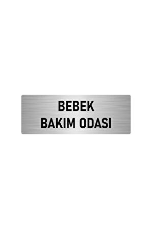 Metal Yönlendirme Levhası, Departman Kapı Isimliği Bebek Bakım Odası 5x20 Cm Gümüş Renk