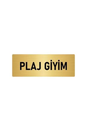Metal Yönlendirme Levhası, Departman Kapı Isimliği Plaj Giyim 5x20 Cm Altın Renk