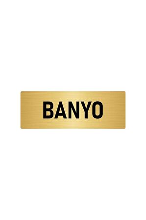 Metal Yönlendirme Levhası, Departman Kapı Isimliği Banyo 7x20 Cm Altın Renk