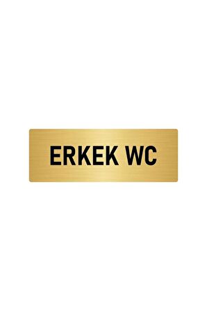 Metal Yönlendirme Levhası, Departman Kapı Isimliği Erkek Wc 7x20 Cm Altın Renk