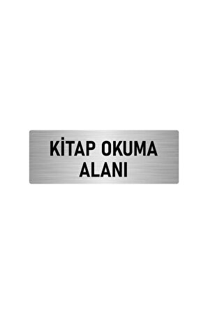 Metal Yönlendirme Levhası, Departman Kapı Isimliği Kitap Okuma Alanı 5x20 Cm Gümüş Renk