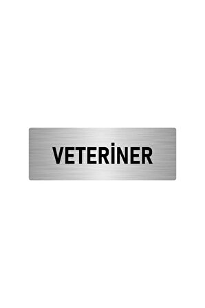 Metal Yönlendirme Levhası, Departman Kapı Isimliği Veteriner 7x20 Cm Gümüş Renk
