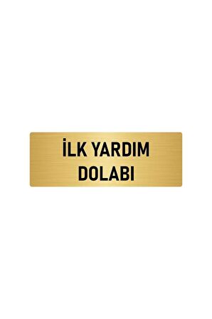 Metal Yönlendirme Levhası, Departman Kapı Isimliği Ilk Yardım Dolabı 7x20 Cm Altın Renk