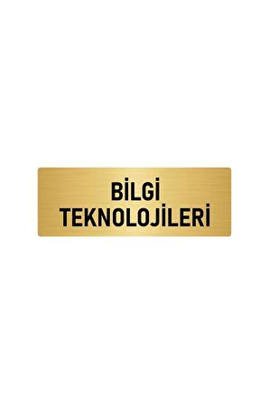 Metal Yönlendirme Levhası, Departman Kapı Isimliği Bilgi Teknolojileri 7x20 Cm Altın Renk