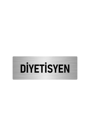Metal Yönlendirme Levhası, Departman Kapı Isimliği Diyetisyen 5x20 Cm Gümüş Renk