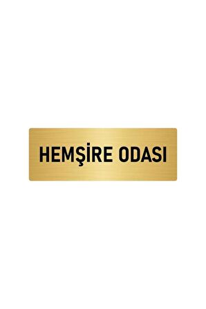 Metal Yönlendirme Levhası, Departman Kapı Isimliği Hemşire Odası 5x20 Cm Altın Renk