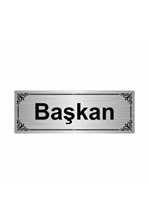 Başkan 7x20cm Gümüş Renk Metal Yönlendirme Levhası