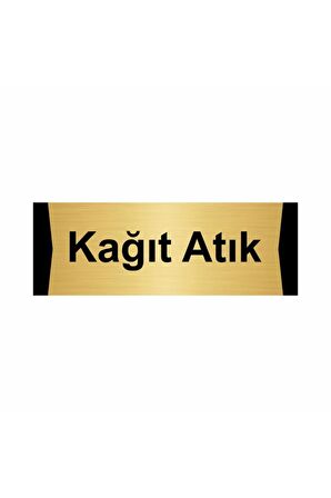 Kağıt Atık 5x20cm Altın Renk Metal Yönlendirme Levhası