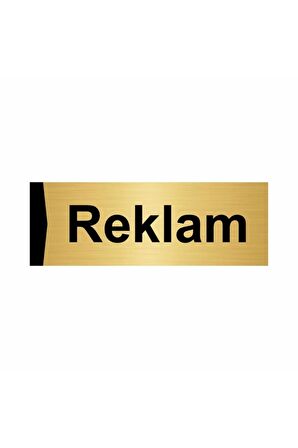 Reklam 7x20cm Altın Renk Metal Yönlendirme Levhası