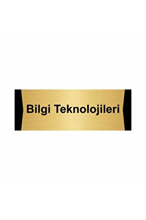 Bilgi Teknolojileri 5x20cm Altın Renk Metal Yönlendirme Levhası