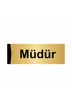 Müdür 5x20cm Altın Renk Metal Yönlendirme Levhası