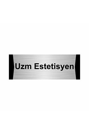 Uzm Estetisyen 5x20cm Gümüş Renk Metal Yönlendirme Levhası