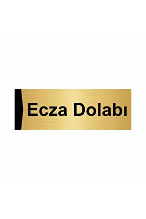Ecza Dolabı 5x20cm Altın Renk Metal Yönlendirme Levhası