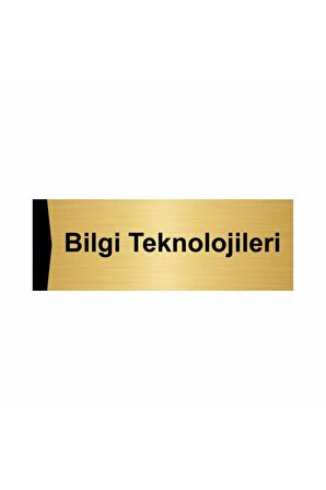 Bilgi Teknolojileri 10x20cm Altın Renk Metal Yönlendirme Levhası