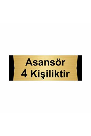 Asansör 4 Kişiliktir 5x20cm Altın Renk Metal Yönlendirme Levhası