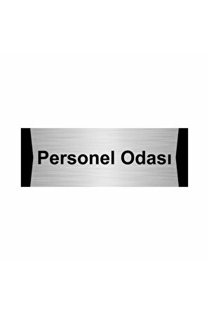 Personel Odası 7x20cm Gümüş Renk Metal Yönlendirme Levhası