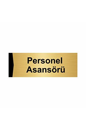 Personel Asansörü 5x20cm Altın Renk Metal Yönlendirme Levhası