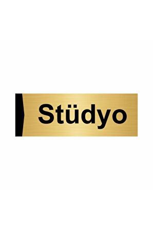 Stüdyo 7x20cm Altın Renk Metal Yönlendirme Levhası