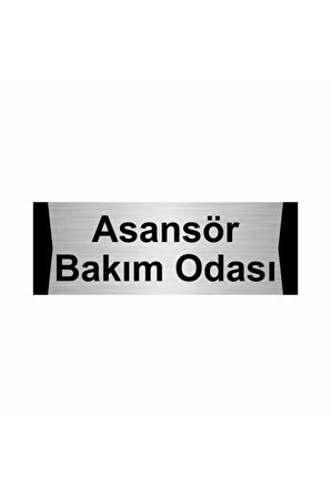 Asansör Bakım Odası 5x20cm Gümüş Renk Metal Yönlendirme Levhası