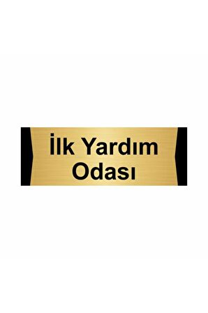 Ilk Yardım Odası 7x20cm Altın Renk Metal Yönlendirme Levhası