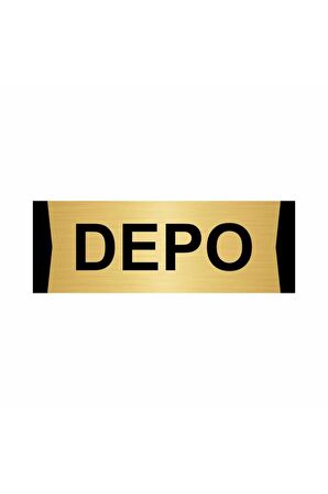 Depo 7x20cm Altın Renk Metal Yönlendirme Levhası