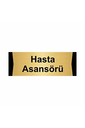 Hasta Asansörü 5x20cm Altın Renk Metal Yönlendirme Levhası