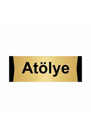 Atölye 7x20cm Altın Renk Metal Yönlendirme Levhası