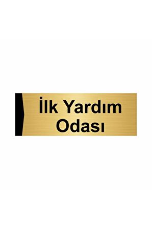 Ilk Yardım Odası 10x20cm Altın Renk Metal Yönlendirme Levhası