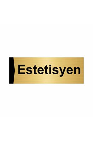 Estetisyen 7x20cm Altın Renk Metal Yönlendirme Levhası