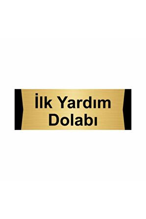 Ilk Yardım Dolabı 7x20cm Altın Renk Metal Yönlendirme Levhası