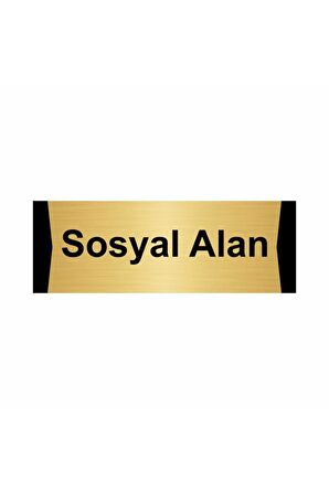 Sosyal Alan 5x20cm Altın Renk Metal Yönlendirme Levhası
