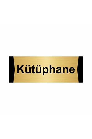 Kütüphane 7x20cm Altın Renk Metal Yönlendirme Levhası