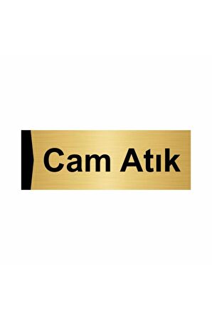 Cam Atık 5x20cm Altın Renk Metal Yönlendirme Levhası