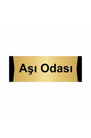 Aşı Odası 5x20cm Altın Renk Metal Yönlendirme Levhası