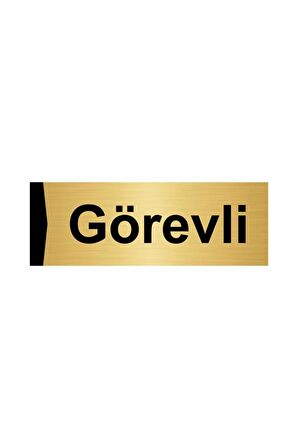 Görevli 5x20cm Altın Renk Metal Yönlendirme Levhası