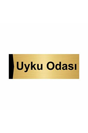 Uyku Odası 7x20cm Altın Renk Metal Yönlendirme Levhası
