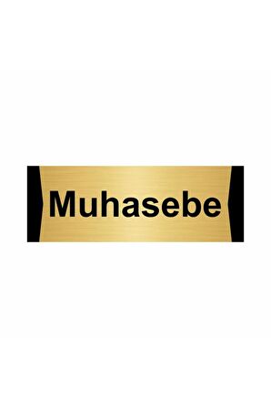 Muhasebe 5x20cm Altın Renk Metal Yönlendirme Levhası
