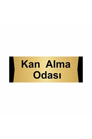Kan Alma Odası 5x20cm Altın Renk Metal Yönlendirme Levhası