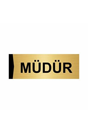 Müdür 7x20cm Altın Renk Metal Yönlendirme Levhası